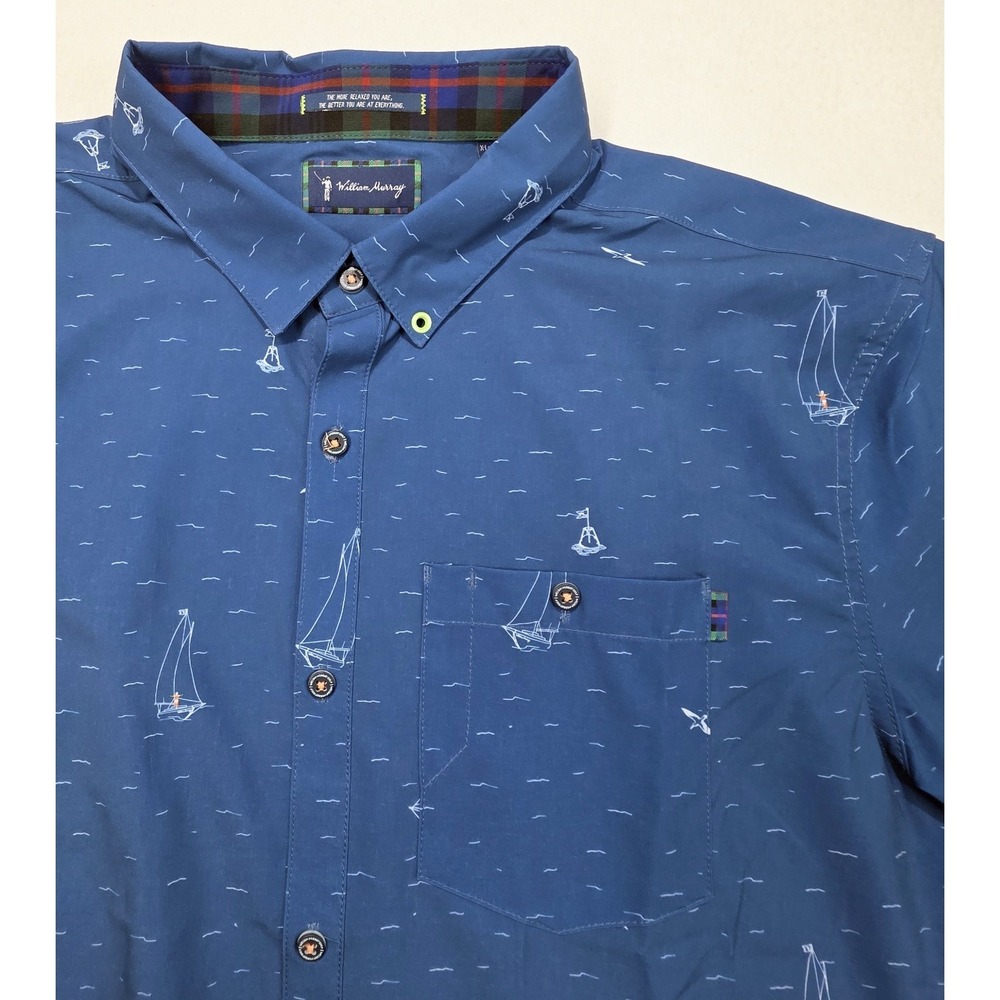 William‎ Murray Shirt Men XL Short Sleeve All Over Print LIMITED USE Sailboats